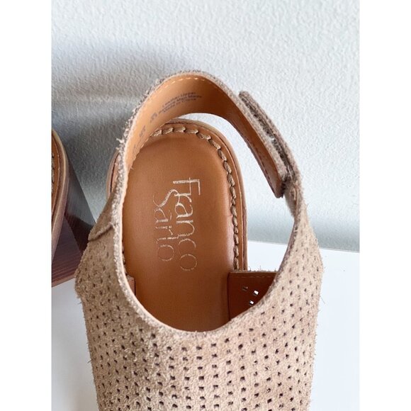 Franco Sarto "Delores" Block Heel Sandal Taupe Size‎ 8.5M - Picture 2 of 9